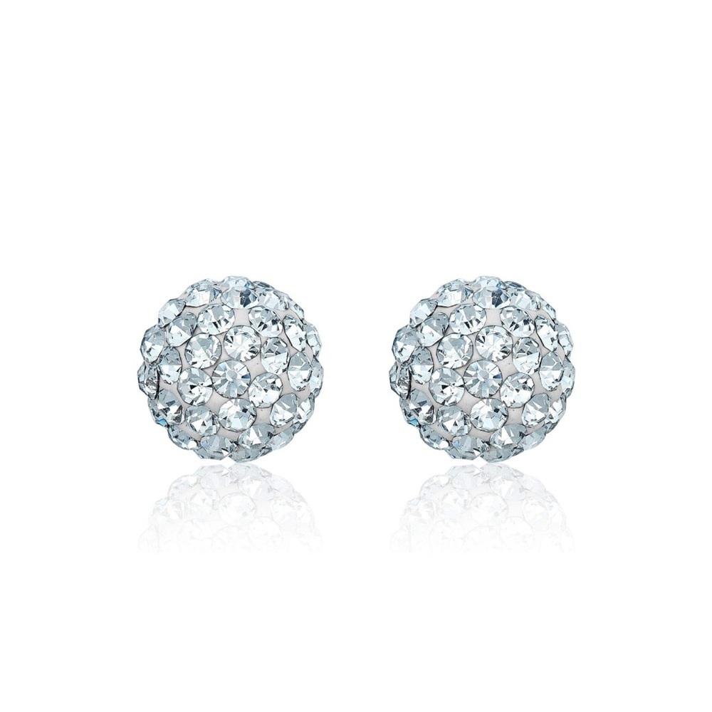 10k Solid Yellow Gold White Swarovski Earrings